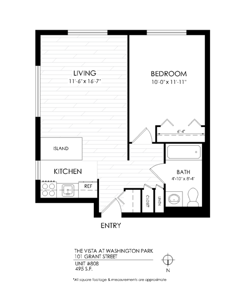 Vista At Washington Park 1x1 floor plan